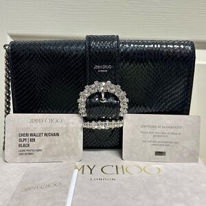 Jimmy Choo Black Cheri Wallet with Chain
